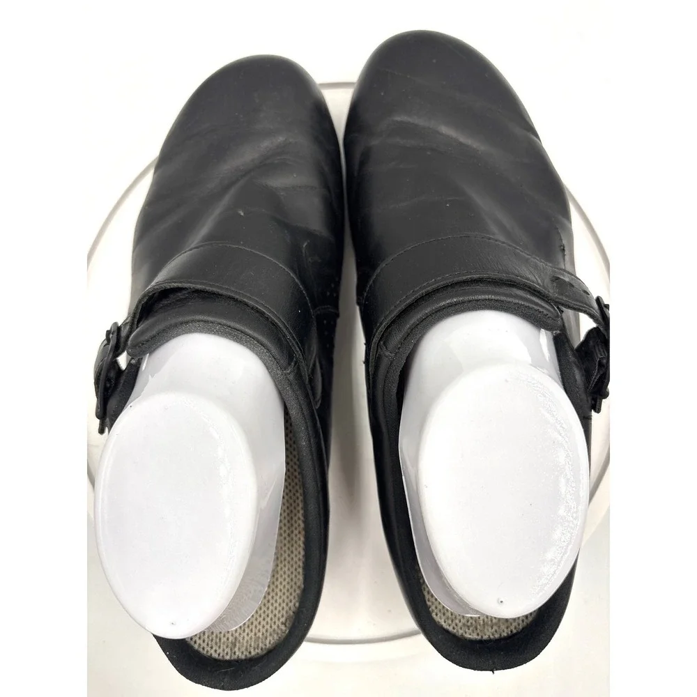 SAS Clogs 9 Men's Black Leather Professional Comfort Buckle Strap Mules 2079